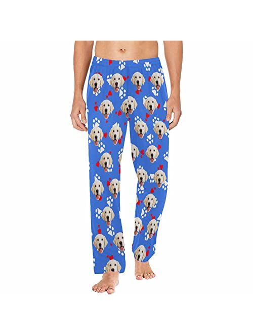 Interestprint Personalized Pajama Pants for Men Custom Face Photo Pet Pajamas Bottoms Christmas Pajamas Gift