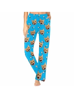 FunStudio Personalized Pajama Pants for Women Custom Photo Face Printed Pajama Bottoms with Pockets