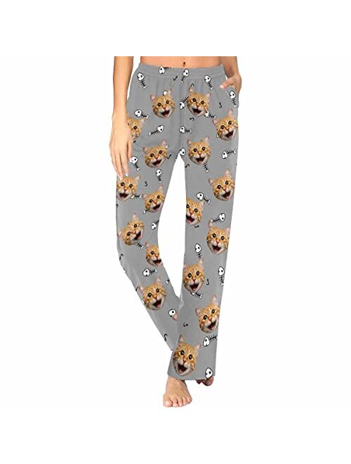 FunStudio Personalized Pajama Pants for Women Custom Photo Face Printed Pajama Bottoms with Pockets