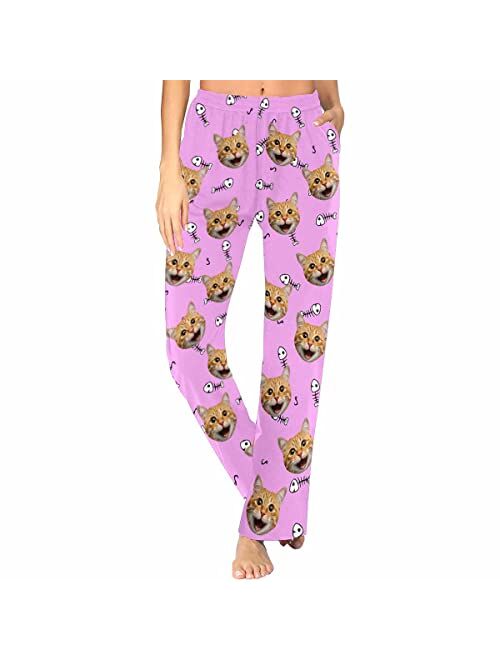 FunStudio Personalized Pajama Pants for Women Custom Photo Face Printed Pajama Bottoms with Pockets