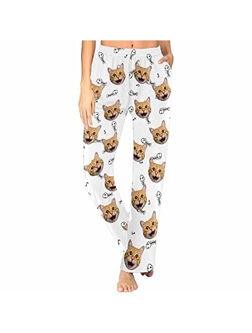 FunStudio Personalized Pajama Pants for Women Custom Photo Face Printed Pajama Bottoms with Pockets