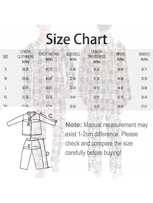 Interestprint Custom Face Pajama Set for Men Picture Print Personalized Long Sleeve Sleepwear Button Down Nightwear Gift for Husband