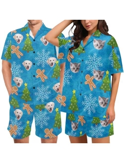 Artsadd Custom Pajamas with Face Personalized Photo Pjs Short Sleepwear for Men Women Couples Matching Pajamas Funny Gifts