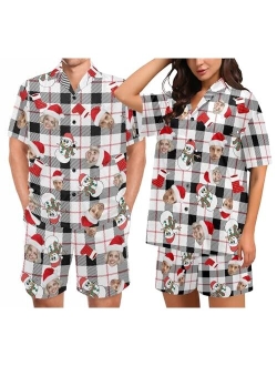 Artsadd Custom Pajamas with Face Personalized Photo Pjs Short Sleepwear for Men Women Couples Matching Pajamas Funny Gifts