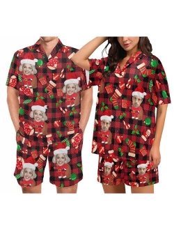 Artsadd Custom Pajamas with Face Personalized Photo Pjs Short Sleepwear for Men Women Couples Matching Pajamas Funny Gifts