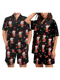 Artsadd Custom Pajamas with Face Personalized Photo Pjs Short Sleepwear for Men Women Couples Matching Pajamas Funny Gifts