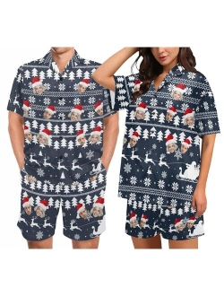 Artsadd Custom Pajamas with Face Personalized Photo Pjs Short Sleepwear for Men Women Couples Matching Pajamas Funny Gifts