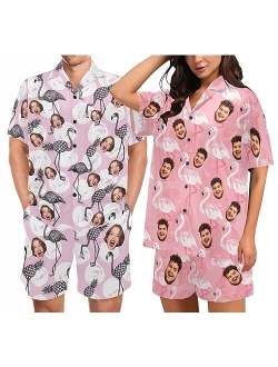 Artsadd Custom Pajamas with Face Personalized Photo Pjs Short Sleepwear for Men Women Couples Matching Pajamas Funny Gifts