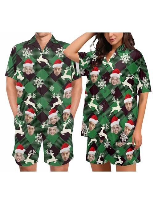 Artsadd Custom Pajamas with Face Personalized Photo Pjs Short Sleepwear for Men Women Couples Matching Pajamas Funny Gifts