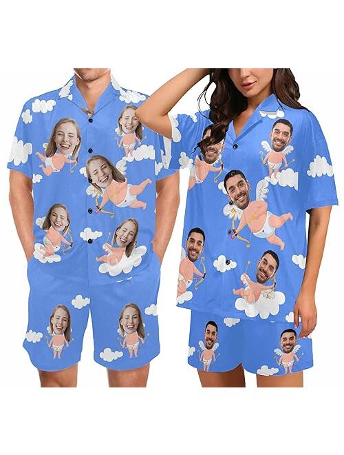 Artsadd Custom Pajamas with Face Personalized Photo Pjs Short Sleepwear for Men Women Couples Matching Pajamas Funny Gifts