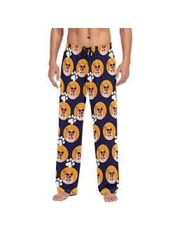 Gaireg Custom Image Mens Pajama Pants with Pockets, Sleep Lounge Pant, Drawstring Design PJ Bottoms (S-XXL)