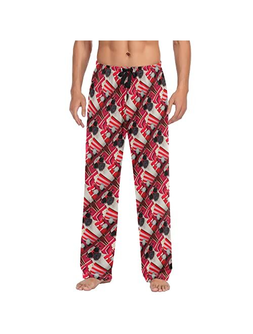 Gaireg Custom Image Mens Pajama Pants with Pockets, Sleep Lounge Pant, Drawstring Design PJ Bottoms (S-XXL)