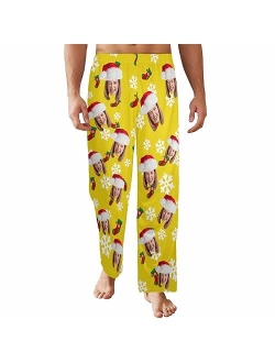 FunStudio Custom Face Pajama Pants with Picture Personalized Photo PJ Bottoms Customized Gifts for Men Women