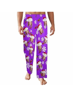 FunStudio Custom Face Pajama Pants with Picture Personalized Photo PJ Bottoms Customized Gifts for Men Women