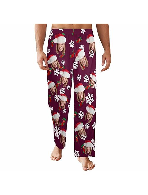 FunStudio Custom Face Pajama Pants with Picture Personalized Photo PJ Bottoms Customized Gifts for Men Women