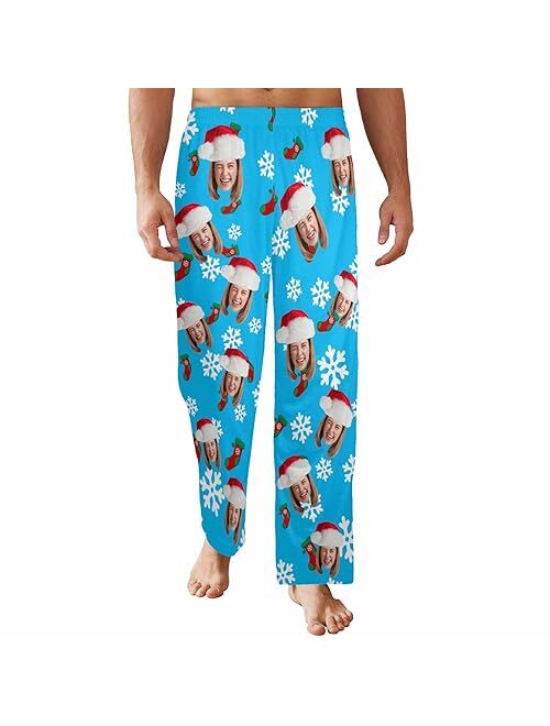 FunStudio Custom Face Pajama Pants with Picture Personalized Photo PJ Bottoms Customized Gifts for Men Women