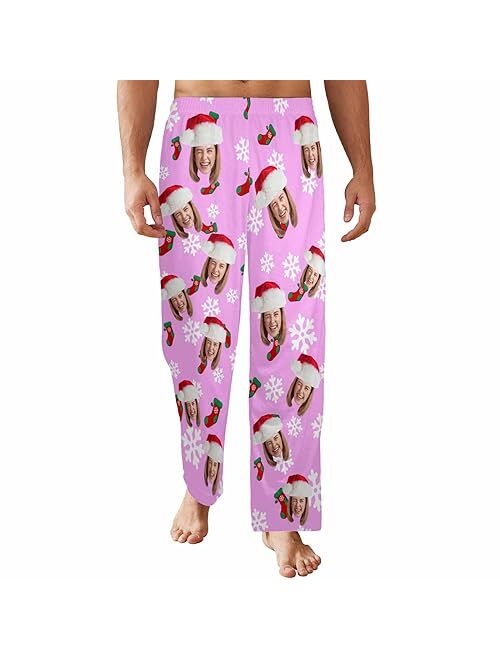 FunStudio Custom Face Pajama Pants with Picture Personalized Photo PJ Bottoms Customized Gifts for Men Women