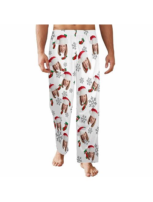 FunStudio Custom Face Pajama Pants with Picture Personalized Photo PJ Bottoms Customized Gifts for Men Women