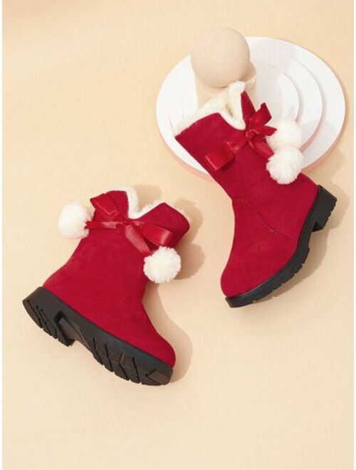 Shein Children's Snow Boots, New Style For Girls, Mid To Large Kids, Winter, With Fleece, For Baby, Princess And Little Girls