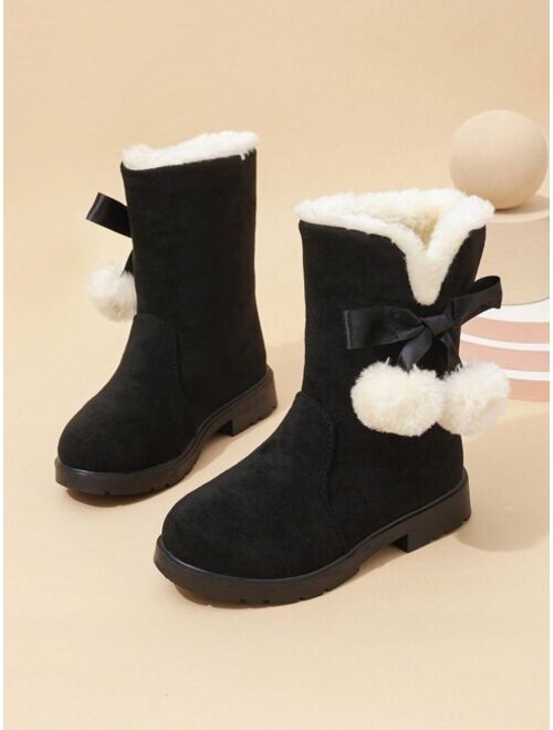 Shein Children's Snow Boots, New Style For Girls, Mid To Large Kids, Winter, With Fleece, For Baby, Princess And Little Girls