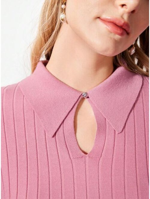 Shein MOTF PREMIUM RIB KNIT KEYHOLE DRESS