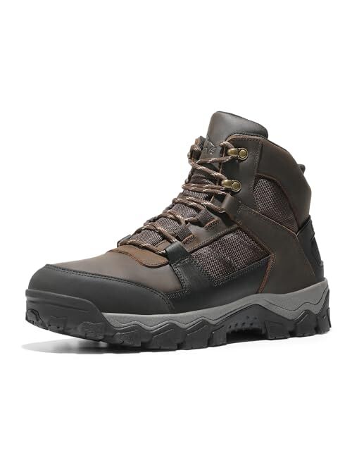 NORTIV 8 Men's Hiking Boots Waterproof Mid Ankle Trekking Outdoor Boots Leather Work Boots