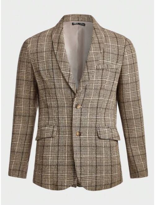 Shein Manfinity Mode Men Plaid Single Breasted Blazer