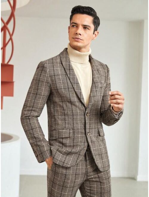 Shein Manfinity Mode Men Plaid Single Breasted Blazer