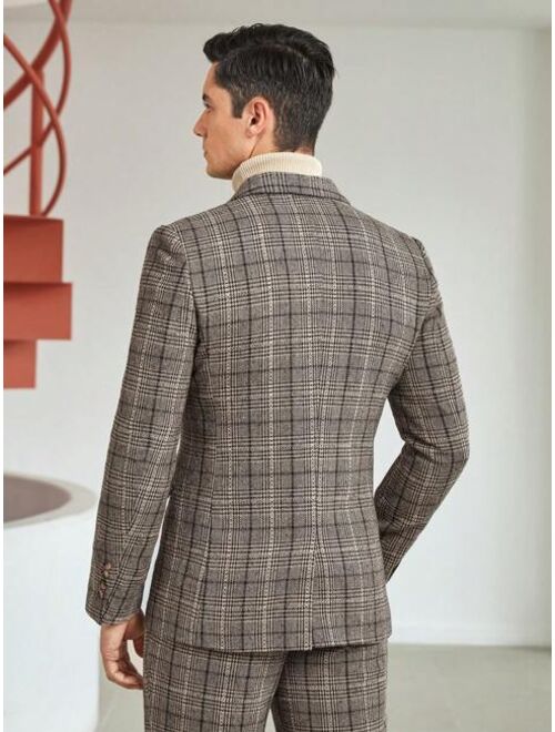 Shein Manfinity Mode Men Plaid Single Breasted Blazer