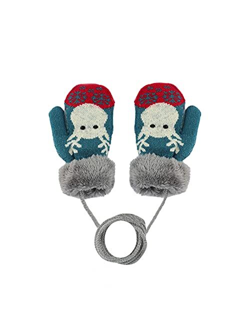 Holiberty Toddler Kids Warm Winter Gloves Cute Infant Baby Boys Girls Thick Fleece Lined Full Finger Ski Snow Gloves Mittens