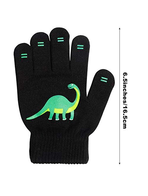 SUNNEEHOME Kids Gloves Winter Bulk for Boys or Girls Gloves Warm Knitted Stretchy Full Fingers Gloves for Birthday Gift