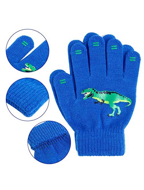 SUNNEEHOME Kids Gloves Winter Bulk for Boys or Girls Gloves Warm Knitted Stretchy Full Fingers Gloves for Birthday Gift