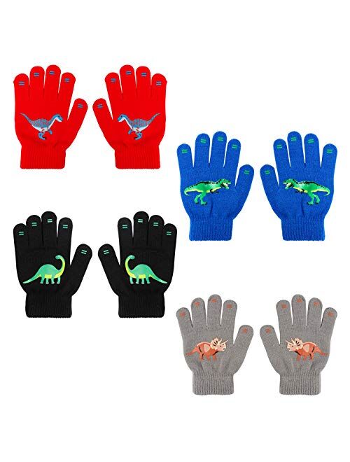 SUNNEEHOME Kids Gloves Winter Bulk for Boys or Girls Gloves Warm Knitted Stretchy Full Fingers Gloves for Birthday Gift