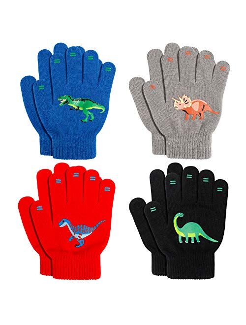 SUNNEEHOME Kids Gloves Winter Bulk for Boys or Girls Gloves Warm Knitted Stretchy Full Fingers Gloves for Birthday Gift