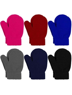 URATOT 6 Pairs Toddler Knitted Mittens Magic Stretch Gloves Winter Warm Knitted Soft Baby Mittens