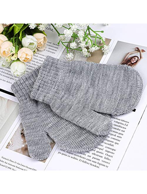 URATOT 6 Pairs Toddler Knitted Mittens Magic Stretch Gloves Winter Warm Knitted Soft Baby Mittens