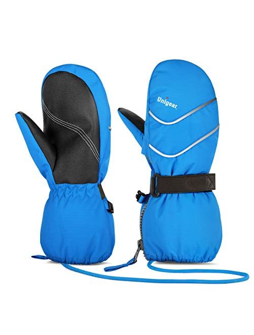 Unigear Kids Ski Mittens Waterproof Winter Snow Thinsulate Mittens with String for Boys Girls