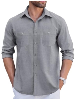 Mens Oxford Shirts Long Sleeve Casual Button Down Shirts Regular Fit Dress Shirt