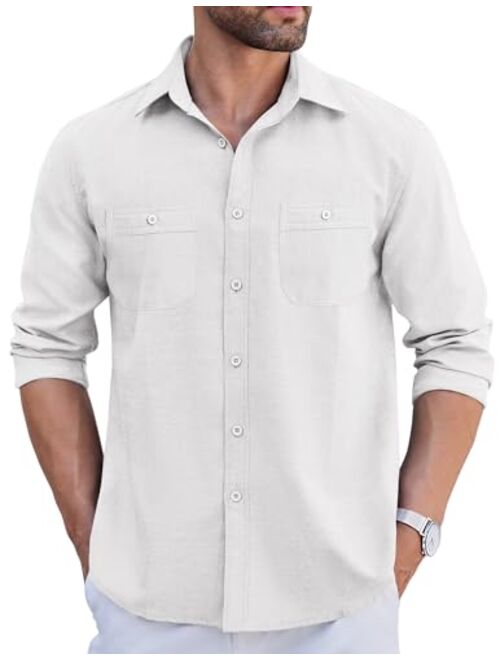 COOFANDY Mens Oxford Shirts Long Sleeve Casual Button Down Shirts Regular Fit Dress Shirt