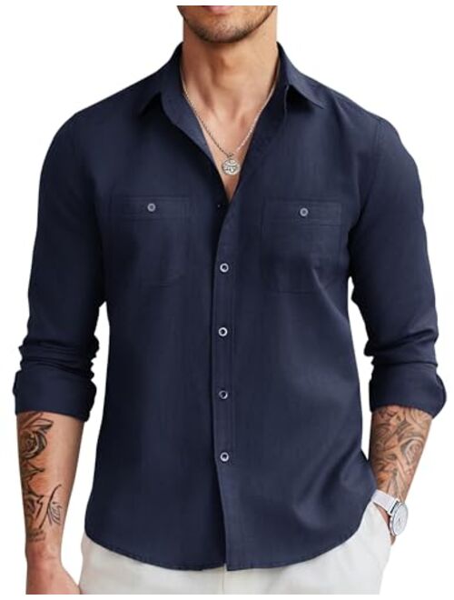 COOFANDY Mens Oxford Shirts Long Sleeve Casual Button Down Shirts Regular Fit Dress Shirt