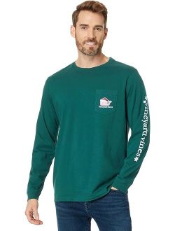 Santa Whale Long Sleeve Pocket Tee