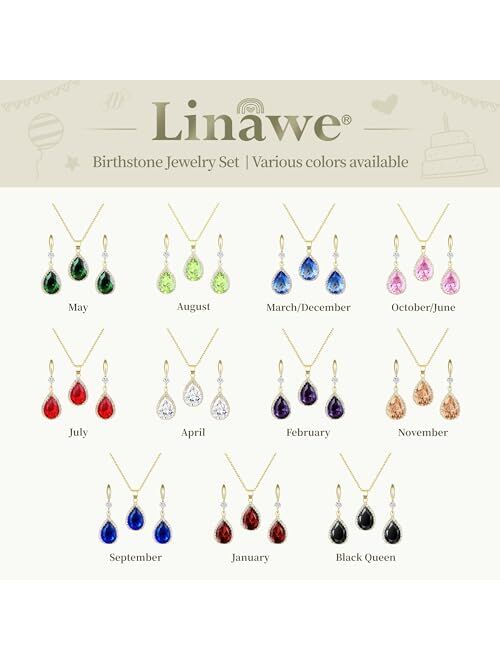 Linawe Diamond Dangle Earrings for Women Trendy, Rhinestone Drop Chandelier Earrings, Teardrop Crystal Cubic Zirconia Wedding Jewelry Set, 14K Gold/Rose Gold/Silver Tone