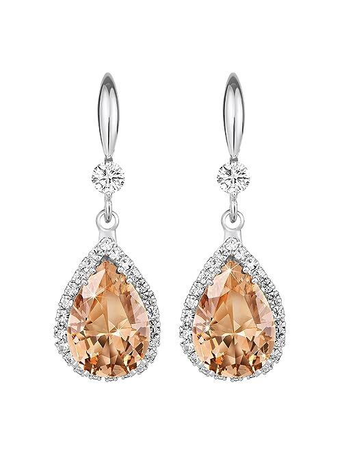 Linawe Diamond Dangle Earrings for Women Trendy, Rhinestone Drop Chandelier Earrings, Teardrop Crystal Cubic Zirconia Wedding Jewelry Set, 14K Gold/Rose Gold/Silver Tone