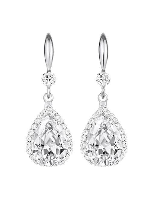 Linawe Diamond Dangle Earrings for Women Trendy, Rhinestone Drop Chandelier Earrings, Teardrop Crystal Cubic Zirconia Wedding Jewelry Set, 14K Gold/Rose Gold/Silver Tone