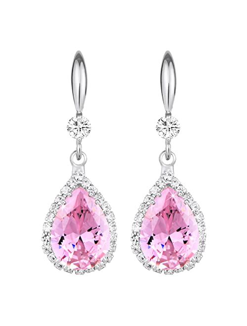 Linawe Diamond Dangle Earrings for Women Trendy, Rhinestone Drop Chandelier Earrings, Teardrop Crystal Cubic Zirconia Wedding Jewelry Set, 14K Gold/Rose Gold/Silver Tone