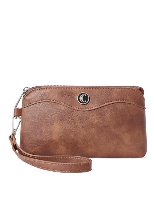 CLUCI Wristlet Wallets for Women Travel Phone Handbag Leather Clutch Purses with Card Slots