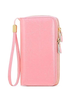 SENDEFN Leather Women Wallet RFID Blocking Zipper Around Phone Holder Clutch Wristlet Large Capacity