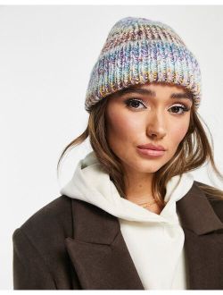 wool mix chunky mix knit beanie in multi