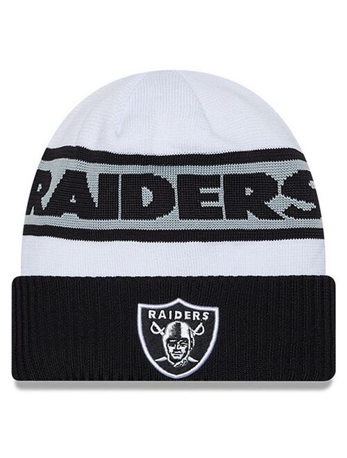 New Era x Staple Men's New Era Gray Las Vegas Raiders 2023 Sideline Tech Cuffed Knit Hat