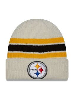 x Staple Men's New Era Cream Pittsburgh Steelers Team Stripe Cuffed Knit Hat